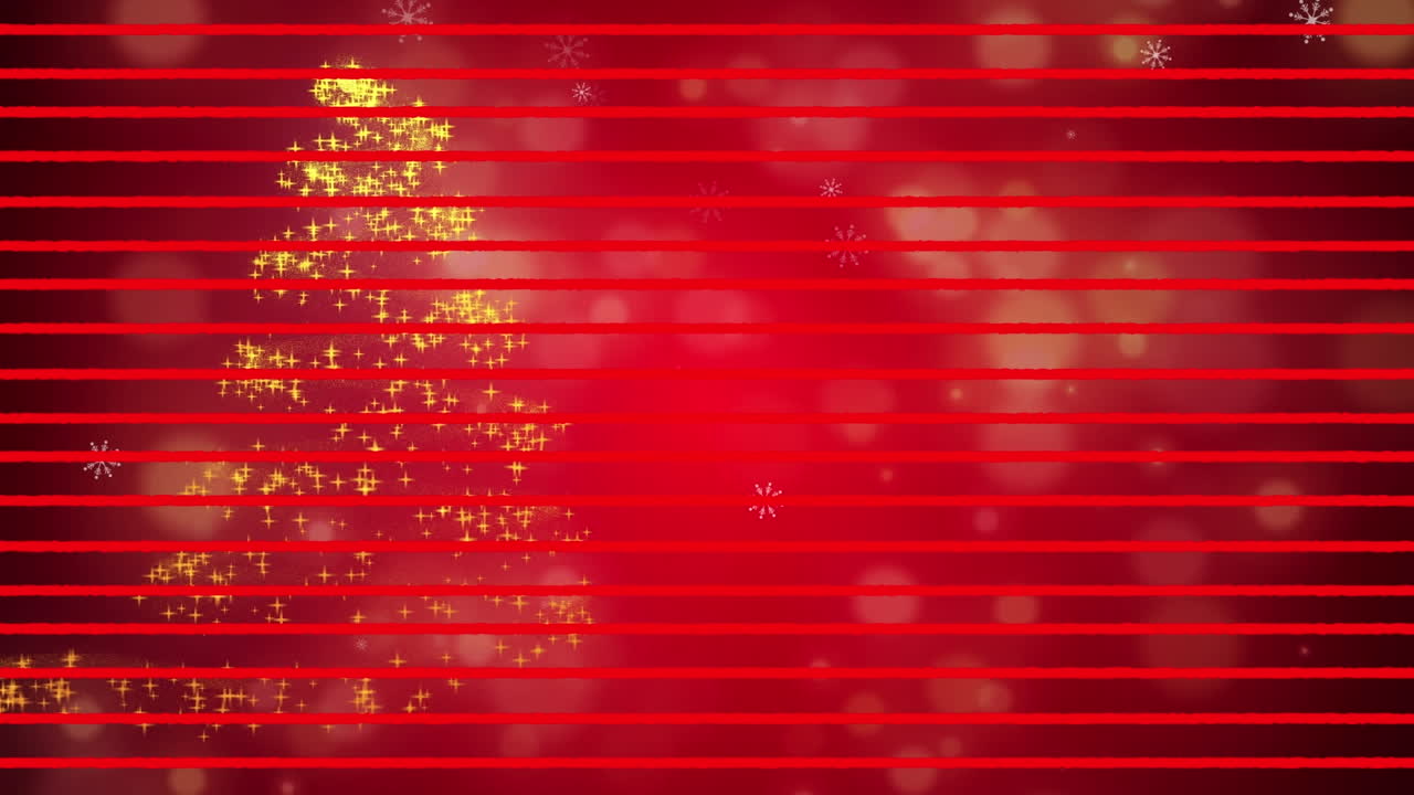 ⁇ 은 줄무 ⁇ 와 눈조각이 떨어지는  ⁇ 별이 크리스마스 트리와 빛의 반점을 형성합니다.