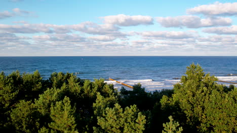 Aerial drone forward moving shot over the beach