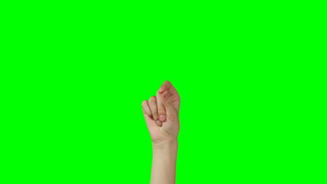 Person-making-hand-gesture-against-green-screen-background