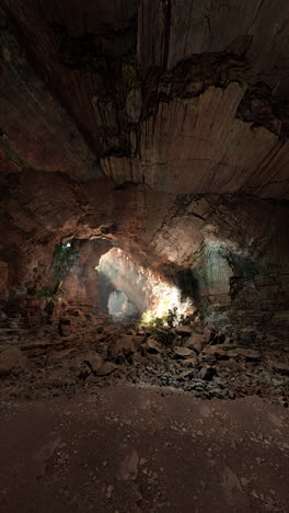 dark cave filled with dirt and rocks