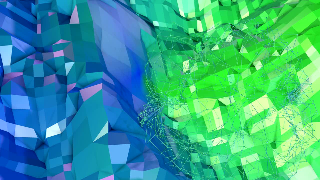 4k クリーン ロー ポリ アニメーション ループ 3d アニメーションは近代的なグラデーションカラーと近代的な幾何学的なスタイルで創造的なシンプルな背景青緑のグラデーション カラー地形 4