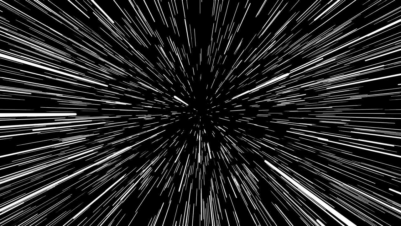 Hyperspace jump through the stars to a distant space seamless loop. Neon rays