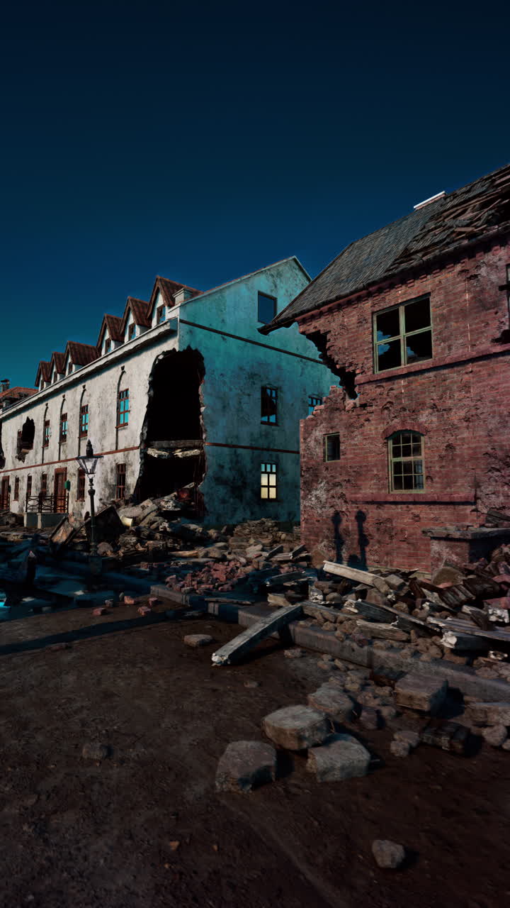 폐허가 된 도시에서 황폐한 저녁