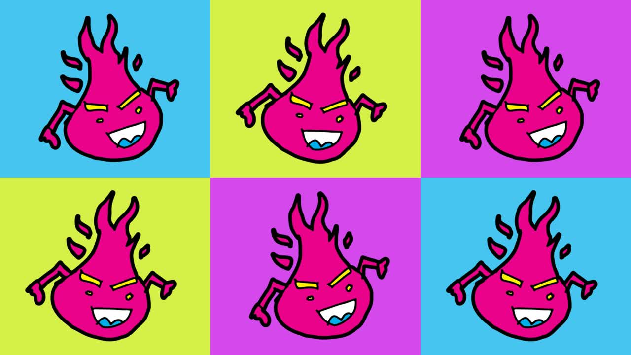 niños dibujando arte pop fondo sin costuras con tema de fuego