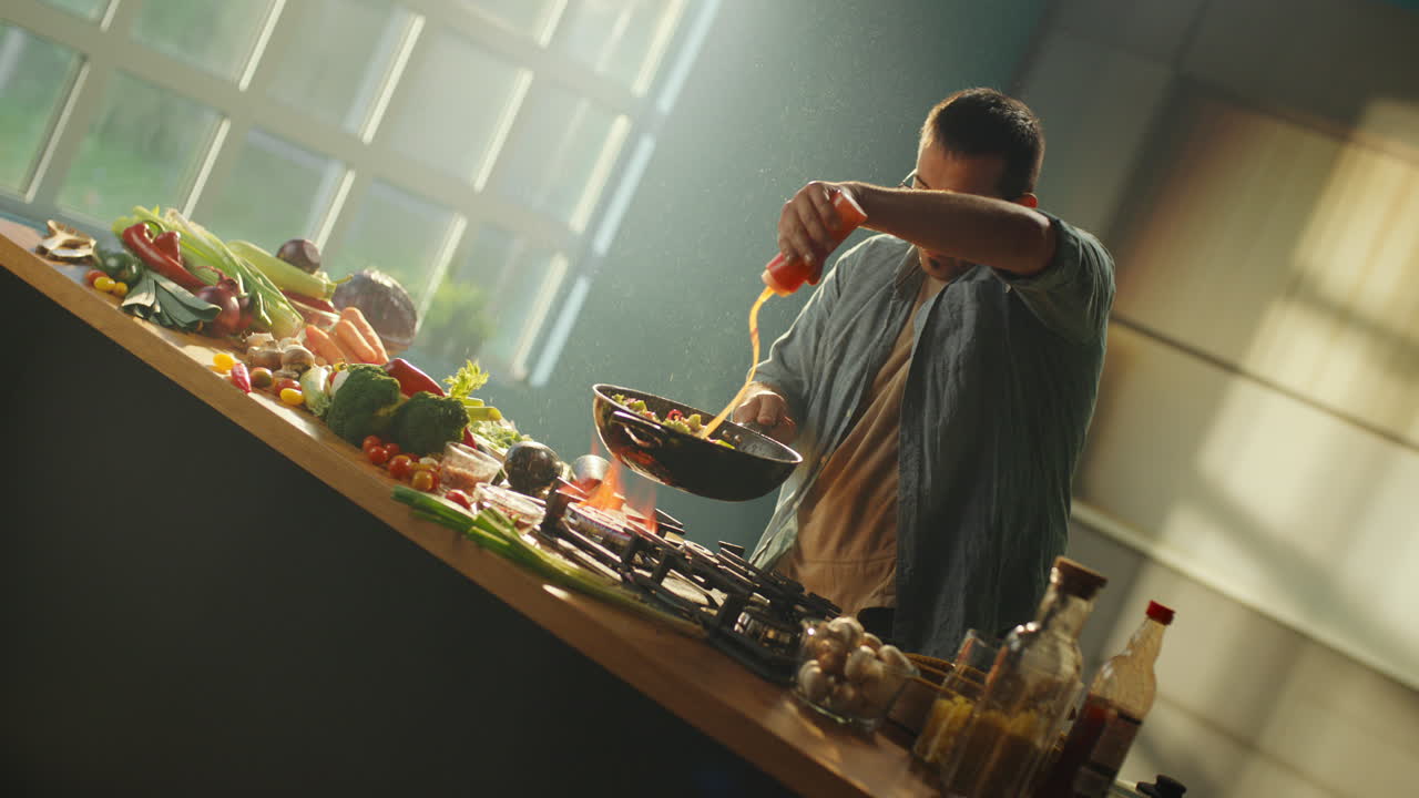 freír verduras de colores