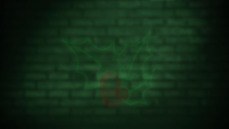 animación de la pared de ladrillo sobre las hojas de navidad