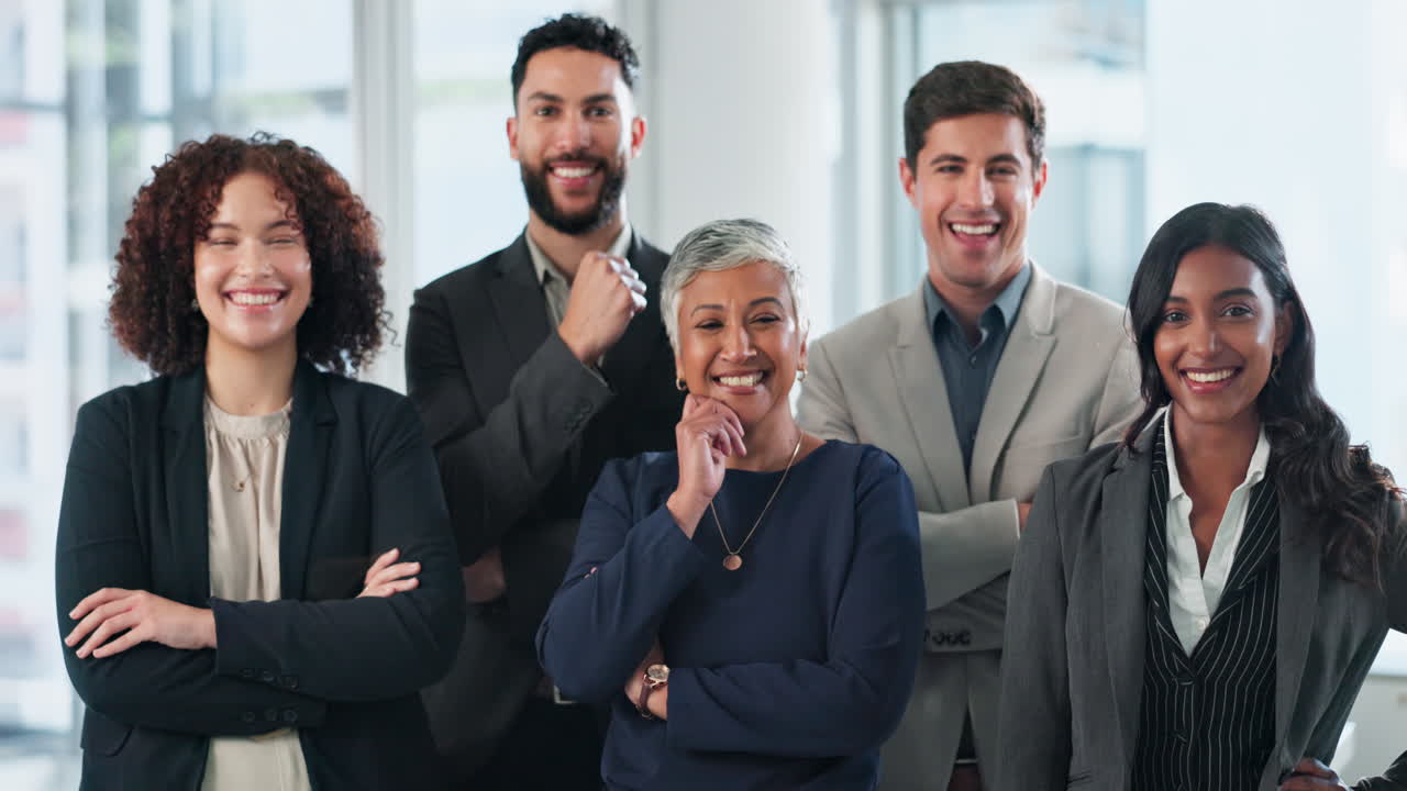 Diverse group of business people standing in an office