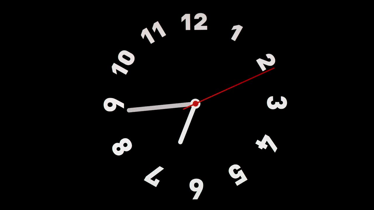 lapso de tiempo del reloj en fondo negro y movimiento de las agujas del reloj