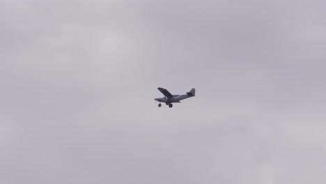 Cessna-Plane-Flying-On-Cloudy-Sky-Above-Queensland,-Australia