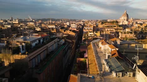 Aerial-View-of-Via-Condotti---Famous-Street-for-Shopping-in-Rome,-Italy