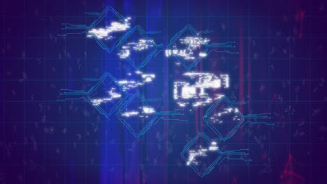 animación de iconos de ciberseguridad en el fondo de la red digital