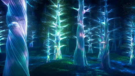 enchanted forest with glowing ethereal trees