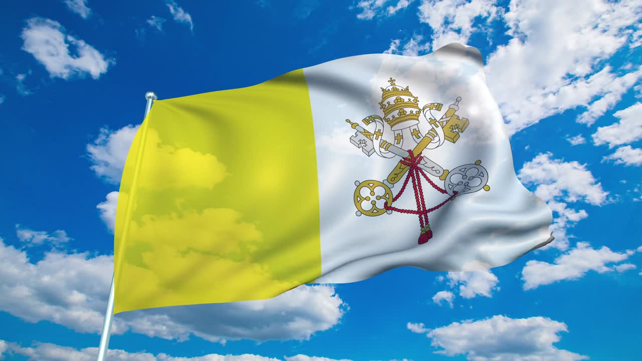 흐린 하늘을 배경으로 천 구조로 된 바티칸 시의 발 (loopable)