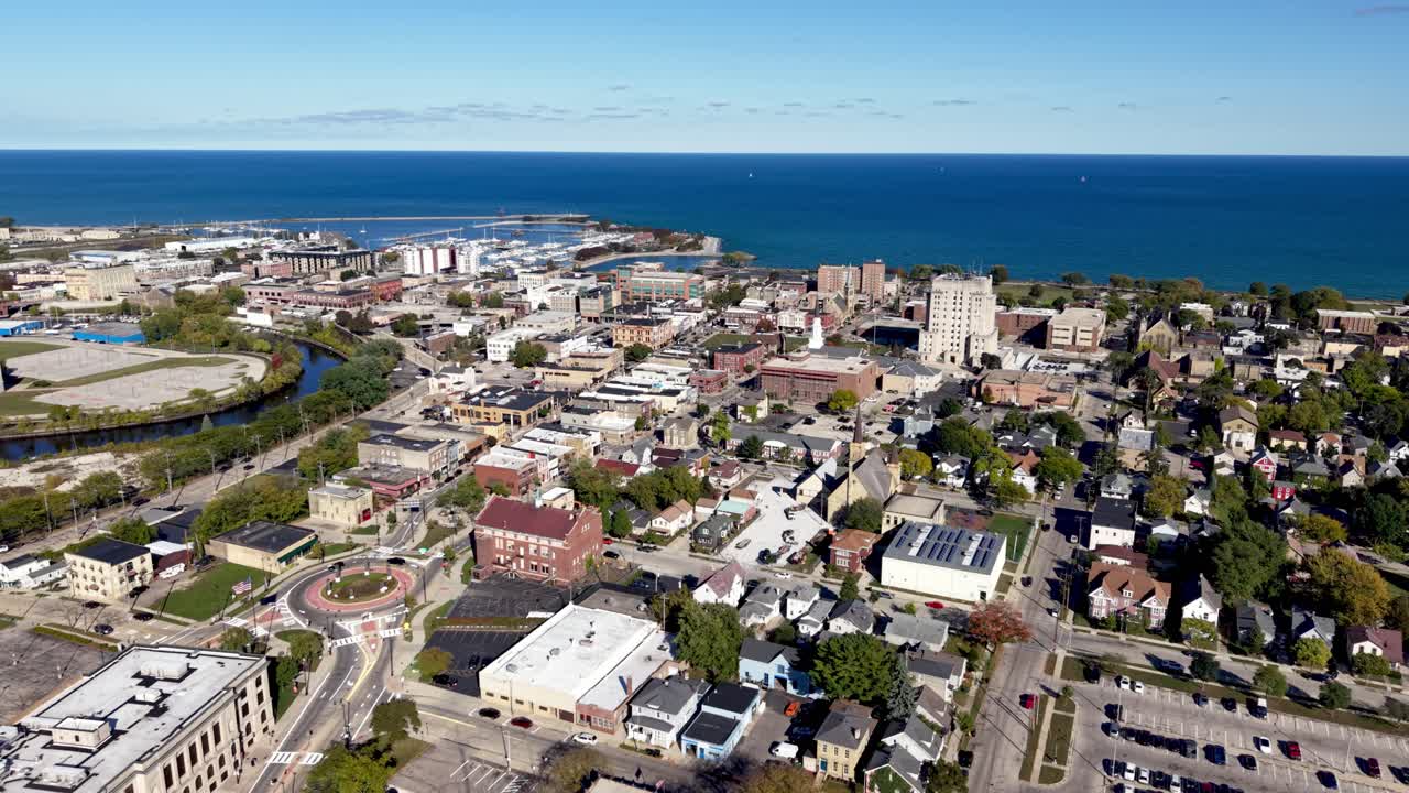 aerial high push in over racine wisconsin