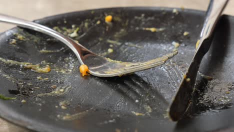 dirty plate with utensils