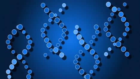 animación de cadenas de adn sobre un fondo azul