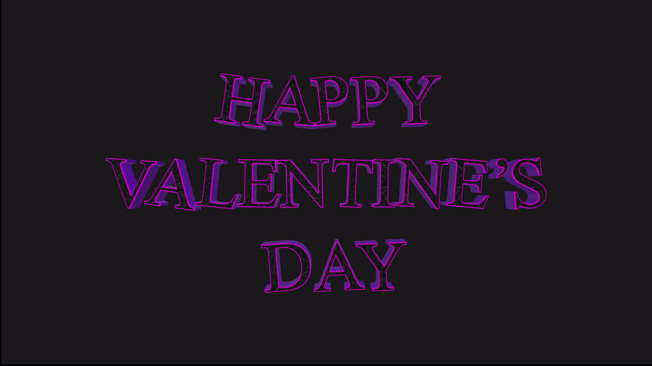 투명한 배경을 위한 보라색 색상 및 알파 채널의 해피 발렌타인 데이 애니메이션 텍스트
