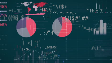 animación del procesamiento de datos financieros en fondo oscuro
