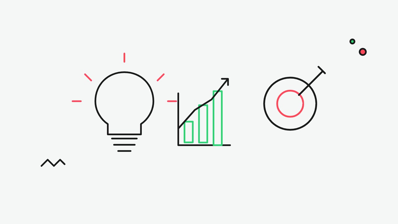 Animated Business Icons Representing Innovation Growth and Goal Achievement