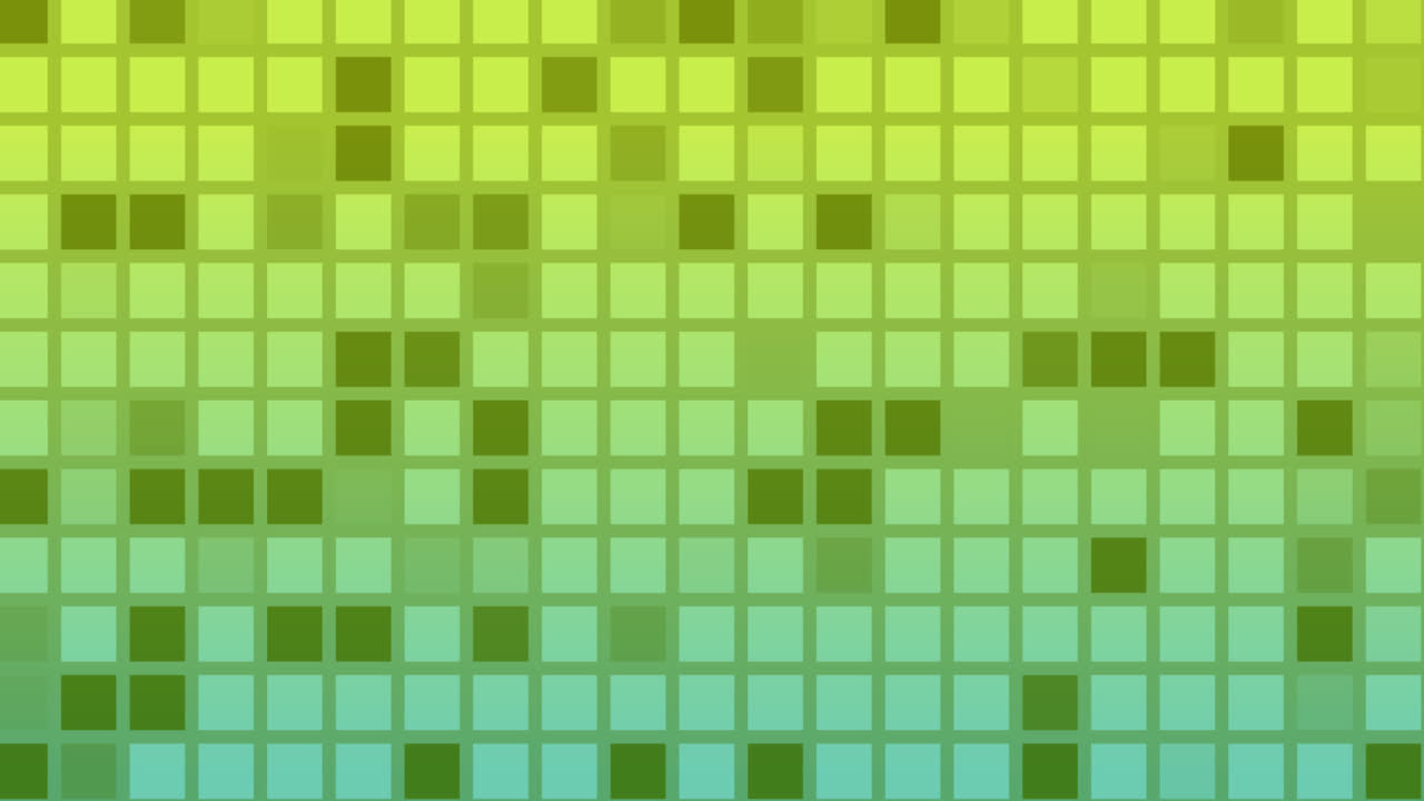 Looping animation of green and yellow colored tiles change color and pattern