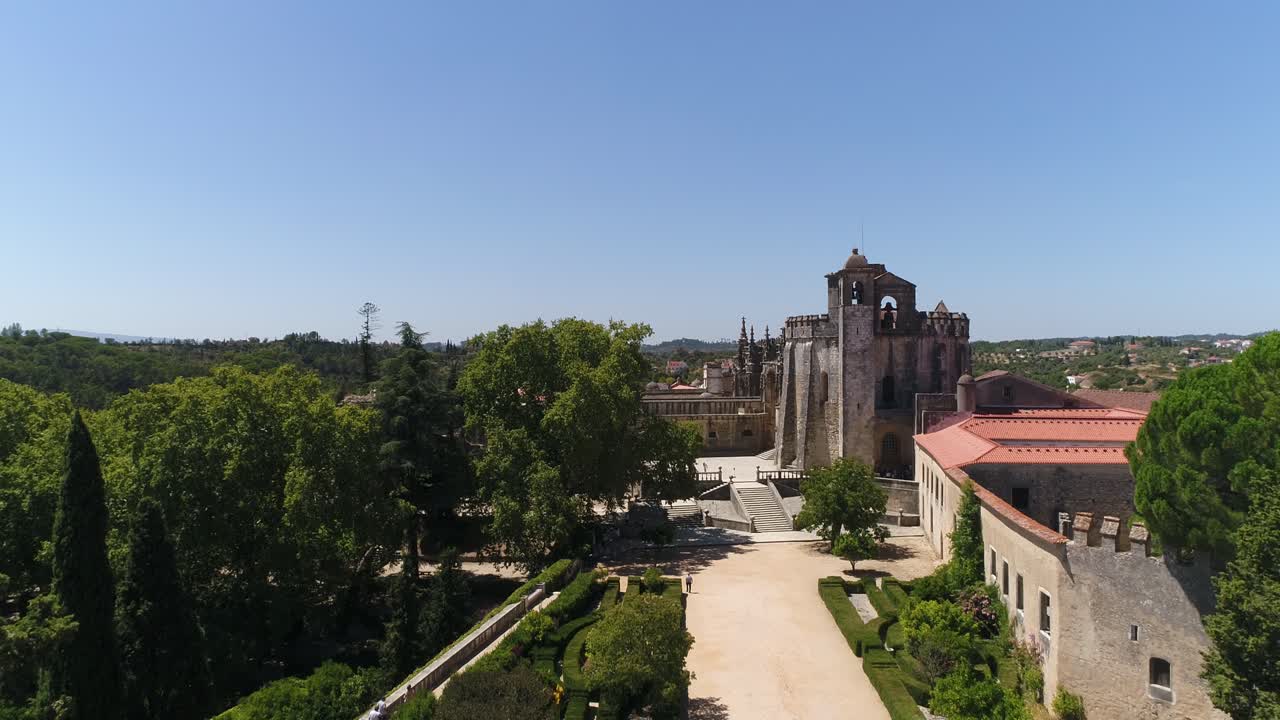 convento de cristo y castillo de tomar, vista aérea de portugal