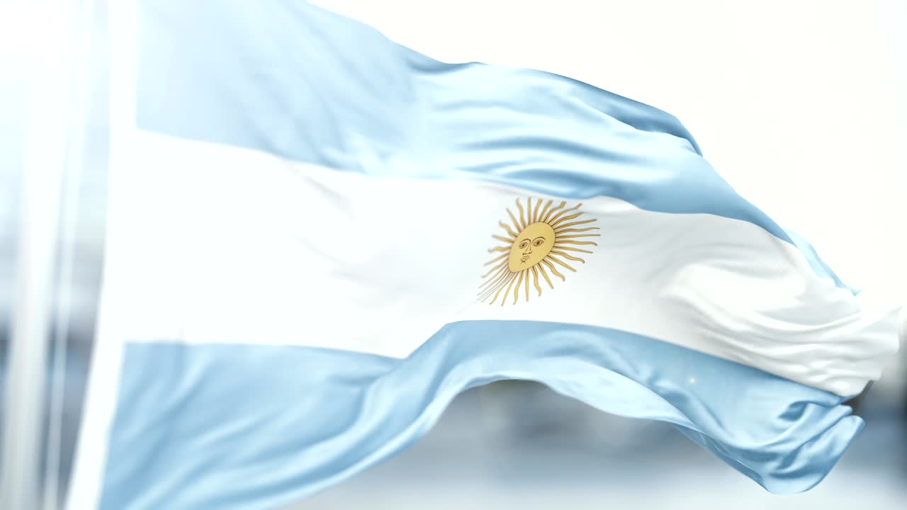 Argentinas flag vajer langsomt. Nærbillede af flag, der vajer. Sømløs gentagelse.