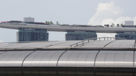 Famous Marina Bay Sands Hotel With Three Towers And A Observation Deck In Singapore.