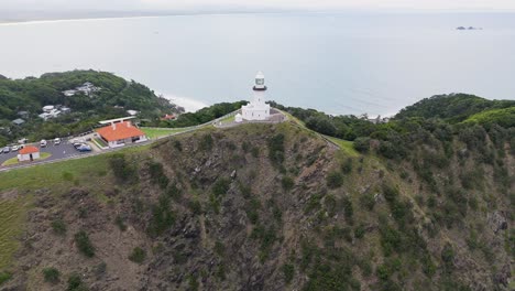 drone captures scenic lighthouse and coastal landscape