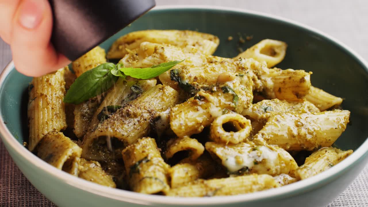 페스토 소스와 함께 페네 파스타