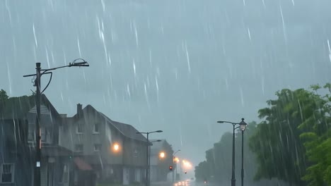 heavy rain in the city