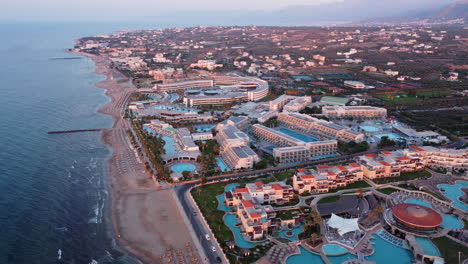 Breathtaking-View-of-Lyttos-Mare-Exclusive-Resort-on-Analipsi,-Crete,-Greece-Aerial