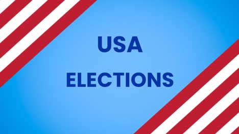 animation of usa elections text over flags of america on blue background