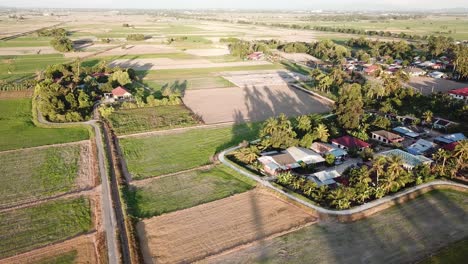 Aerial-traditional-kampung-Malaysian-house-in-Penang,-Malaysia.