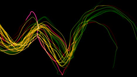 rayas de neón abstractas bailan a través del marco.