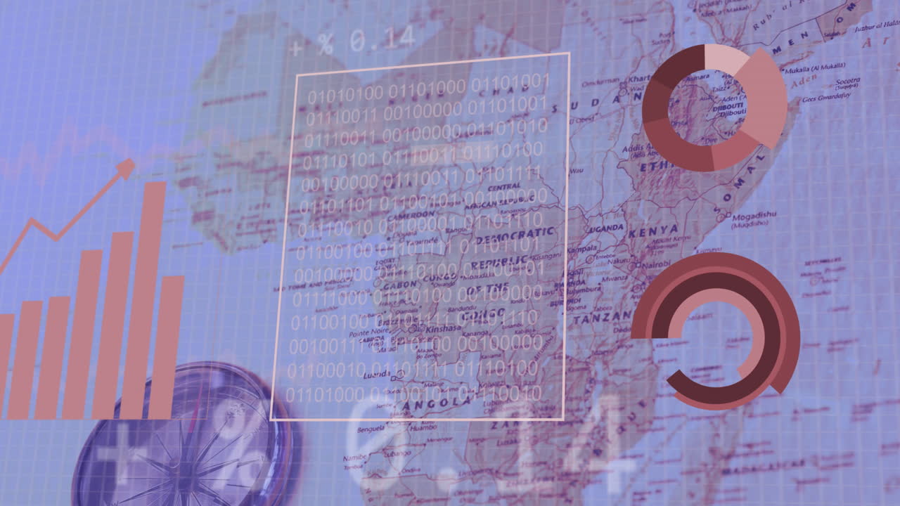 анимация статистики и обработки данных на карте африки