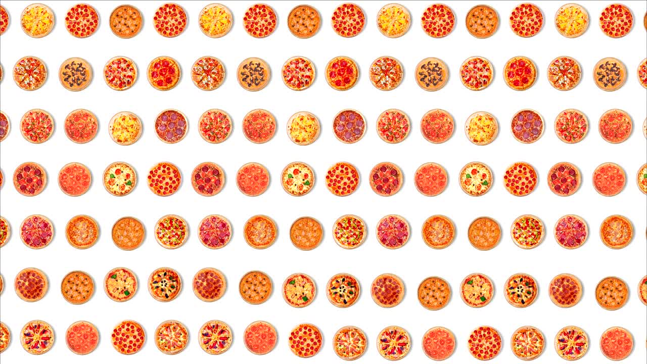 색 바탕에 움직이는 피자들로 구성된 텍스처입니다.