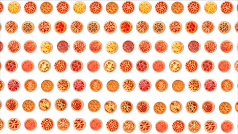 textura que consiste en pizzas en movimiento sobre un fondo blanco.