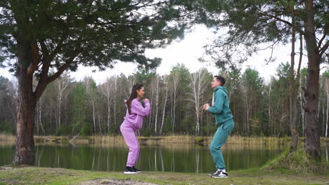 couple doing sports outdoors