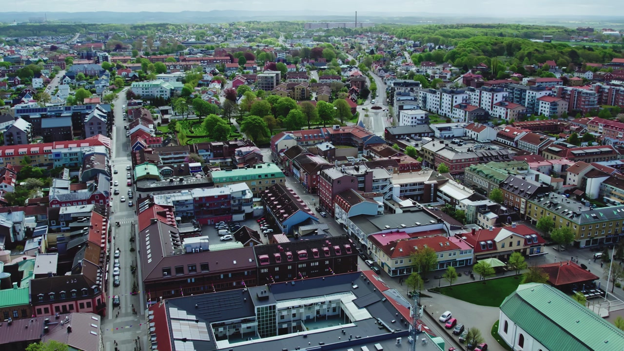 Panoramic Aerial View Of Varberg Seaside City In Sweden.