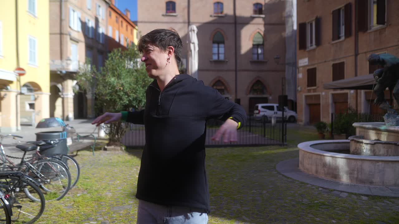 Man Posing in an Italian City Square