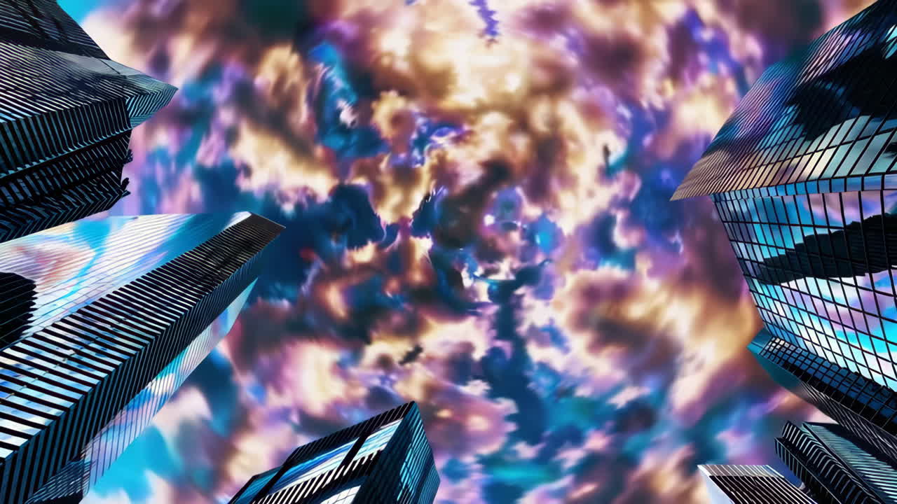 Abstract Cityscape with Dramatic Clouds