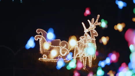 christmas lights display with reindeer and sleigh