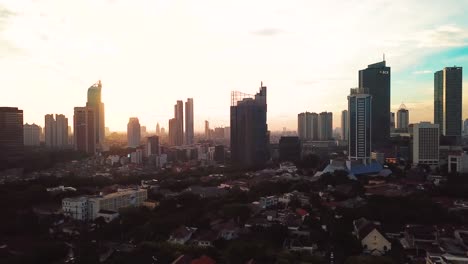 aerial view of silhouette of office building