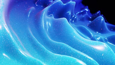 fantastical festive blue bg. stylish abstract looped background, waves move on glossy surface like landscape made of liquid blue wax with sparkles. beautiful soft background with smooth animation 4k