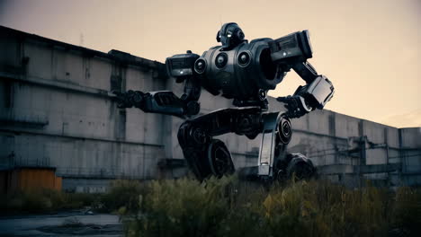 Giant Metal Robot in an Abandoned Factory