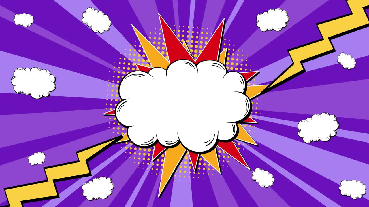 animación de explosión colorida al estilo de los cómics