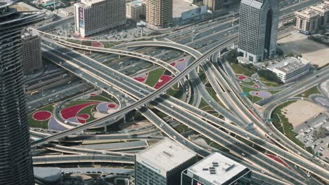 Big-City-Traffic-With-A-Lot-Of-Cars-On-The-Highway,-Aerial-View