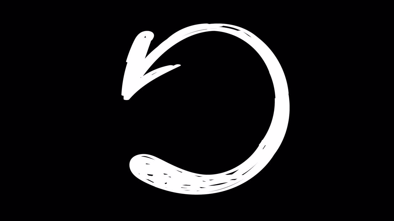 Hand Drawn White Curved Arrow Sketch Animation on Black Background