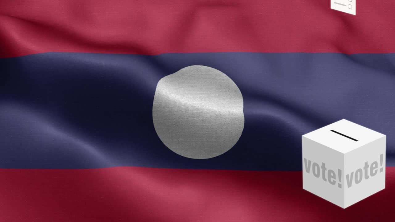 라오스의 투표용지 선택 - 발 앞에 있는 투표용지 - 선거 - 투표 - 라오스의 발 - 라오스 발 높은 세부 사항 - 국가 발 라오스 파동 패턴 루프 가능한 요소 - 직물 질감과 끝없는 루프