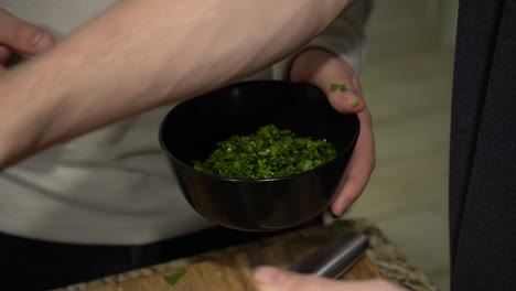 chopping parsley for cooking
